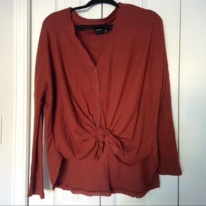 Out From Under Tie Front Top